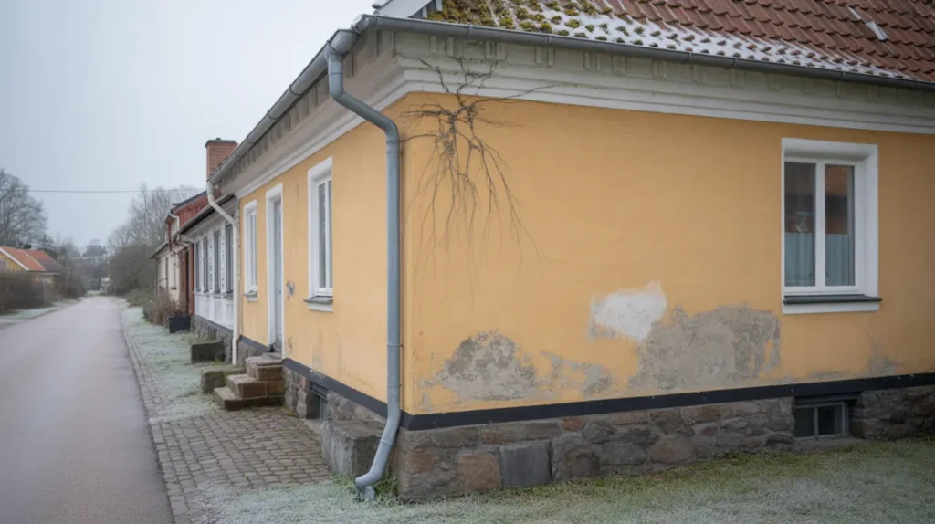 frostskador p putsfasad i sk ne f rebygg sprickor och fukt